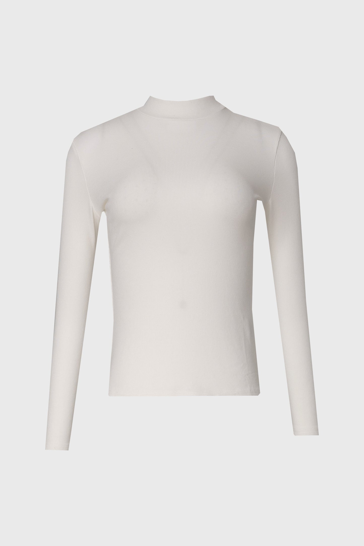 White Ribbed Mock Neck Top