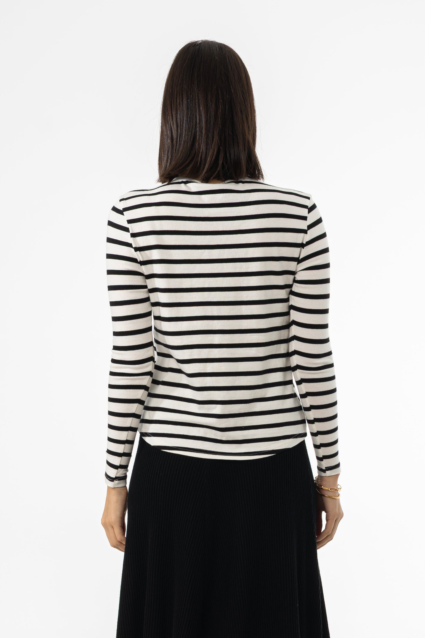 White and Black Striped Knit Top