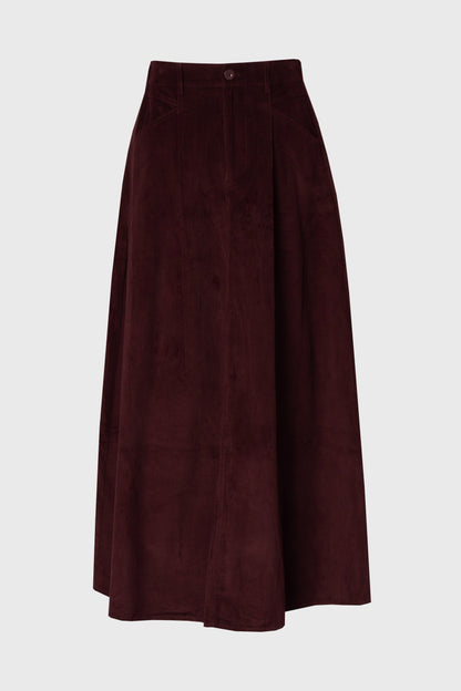 Burgundy Cargo Corduroy Maxi Skirt