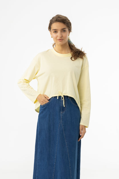 Yellow High Low Drawstring Tee