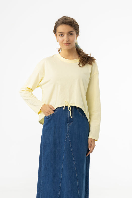 Yellow High Low Drawstring Tee