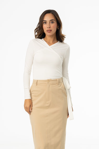 White Solid Wrap T-Shirt